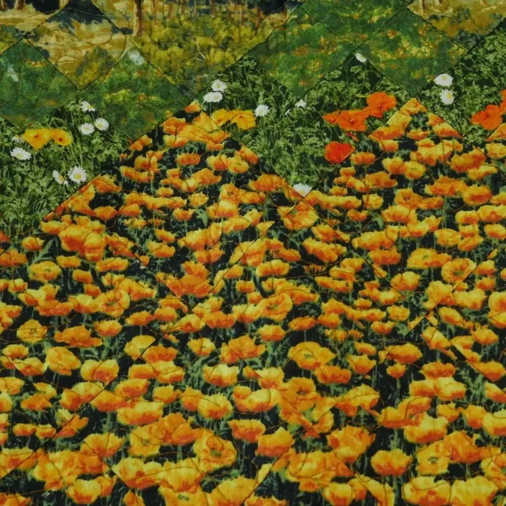 Tahoe Quilts‎ Art Quilt Wall Hanging Floral Tapestry Woodland Poppies 35 x 21